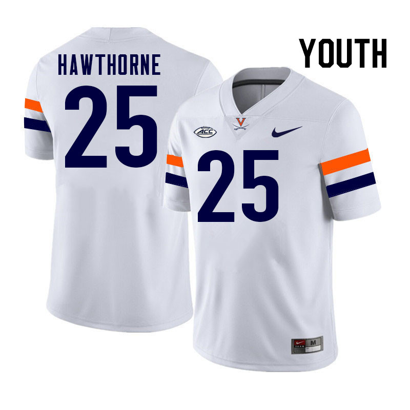 Youth Virginia Cavaliers #25 Donte Hawthorne College Football Jerseys Stitched-White
